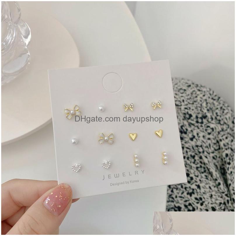 Stud S925 délicat élégant papillon boucles d'oreilles ensembles simple mignon coréen petite boucle d'oreille pour femmes filles fête bijoux cadeaux 221119 Drop De Dhemu