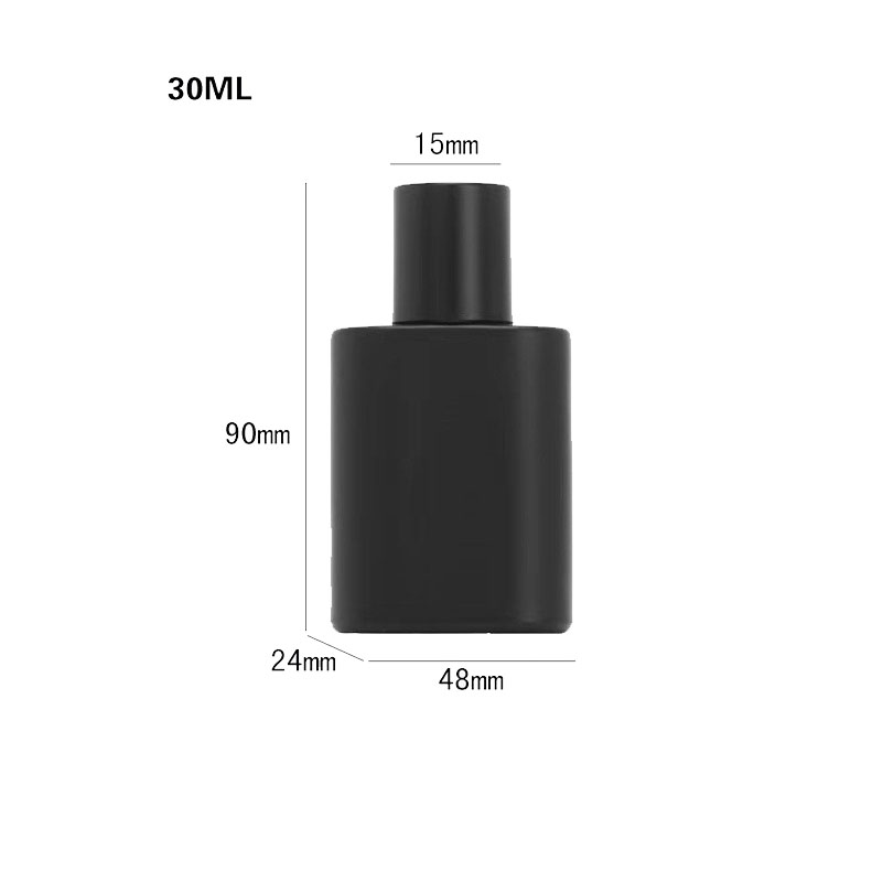 マットブラックガラス香水ボトル30ml 50ml 100mlフラットスクエアライトプルーフファインミストスプレーボトル