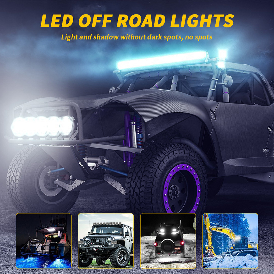 4 inç 64W LED iş ışık çubuğu iş ışığı 64LED Offroad Spot Işın Sis Çalışma Işığı 4x4 Kamyon Traktör Teknesi 4WD SUV ATV 12V 24V