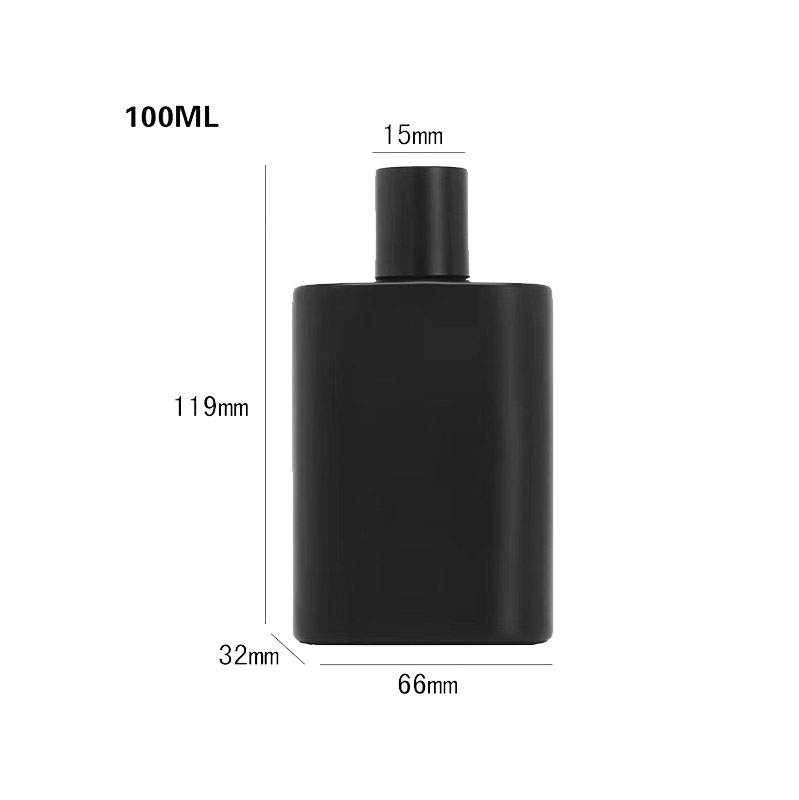 Frascos de perfume de vidro preto fosco 30ml 50ml 100ml frasco pulverizador de névoa fina à prova de luz quadrada plana