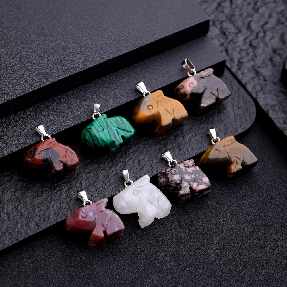 Mini Natural Stone Crystal Rabbit Animal Charms Tiger Eye Quartz Agates Pendants For Halsbandörhängen smycken