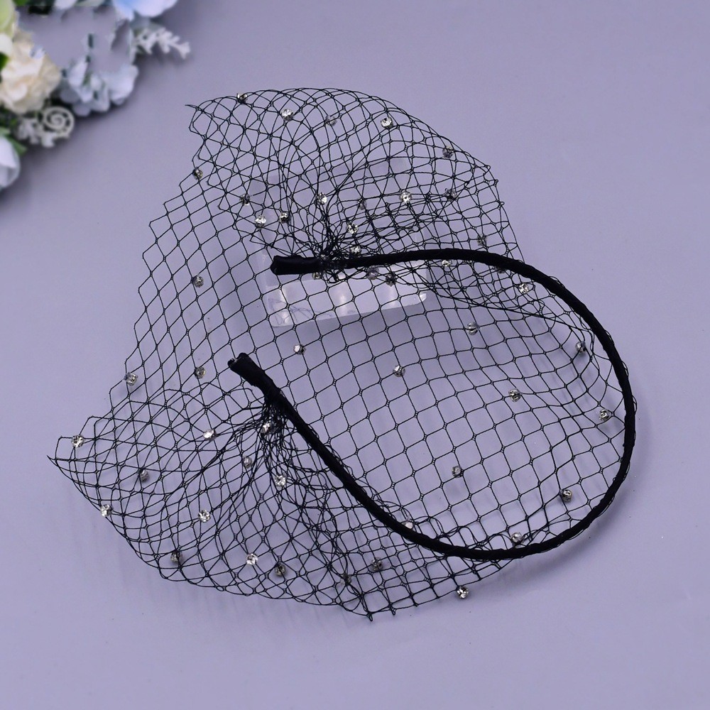 Voile de cage à oiseaux, voile à fard à joues, blanc et noir, bandeau pour fascinateurs de mariée, masque facial, accessoires de bijoux pour cheveux