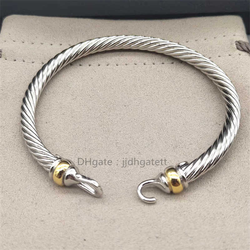 Silver Ed Cuff Bangle Fashion Men Bracelets Charm Bracelet Hook 5mm Wire Woman Designer Cable Mens Jewelry Simply J229G