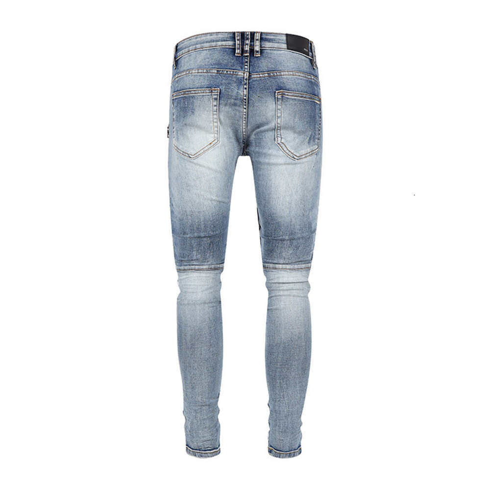 Herenblauw 2024 Amiirii Fashion Jean Purple Demin 2024 Jeans Mens Zippered Slim Fit X334