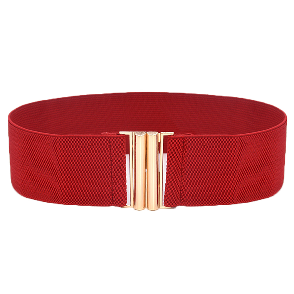 Lady Solid Color Buckle Wide Faux Leather Elastic Midjeband Bälte för byxor Byxor Bred Belt Elastic Belt Midje Bodycon Dress Belt