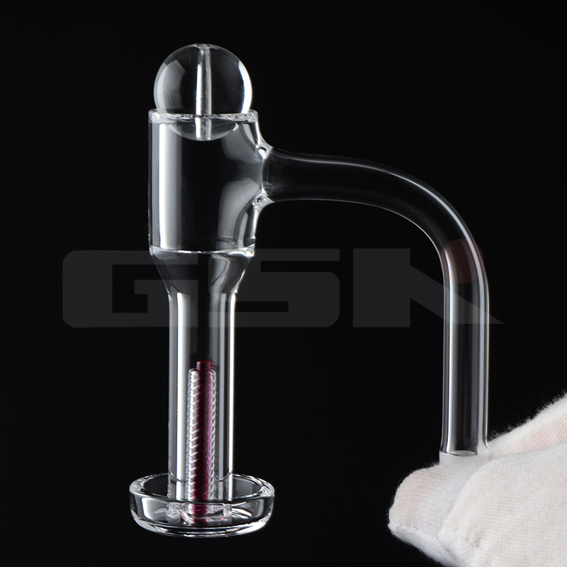 85mm de haut seau sans couture de soudure complète Vortex bord biseauté Terp Slurper fumant Quartz Banger avec des piliers de quartz rubis de marbre de verre pour les tuyaux de plates-formes Dab