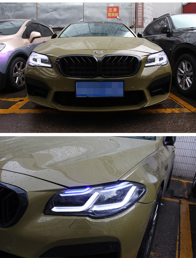 Faróis de carro para BMW série 5 F10 F18 2011-20 17 Atualização G30 estilo LED luz diurna farol de lente dupla