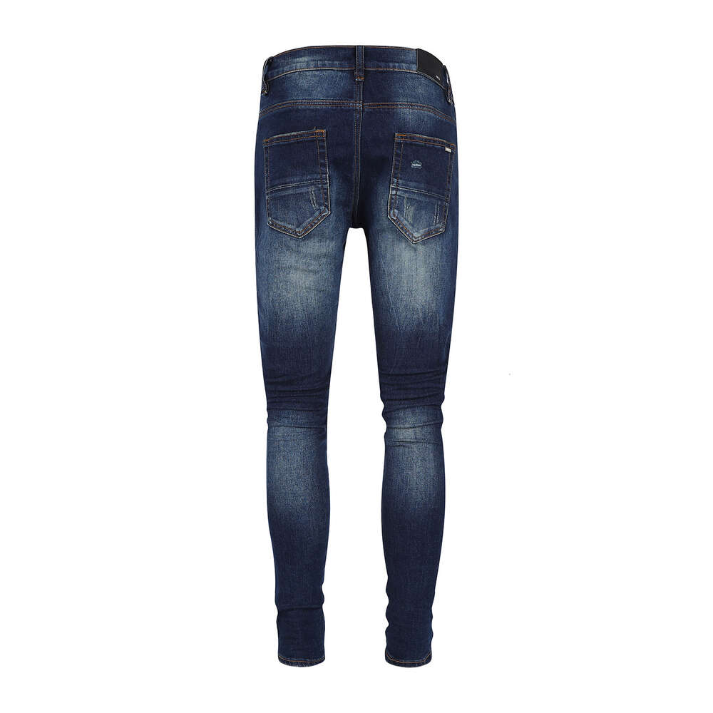 Fashion High Mens Amiirii Jean 2024 DeMin Purple Street Jeans Brand Brand Patch Classic Slim Fit Piccole uomini D12A