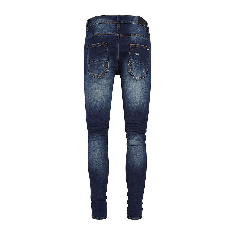 Mode High Mens Amiirii Jean 2024 Demin Purple Street Jeans Modemarke Patch Klassiker Slim Fit Small Foot Men D12A