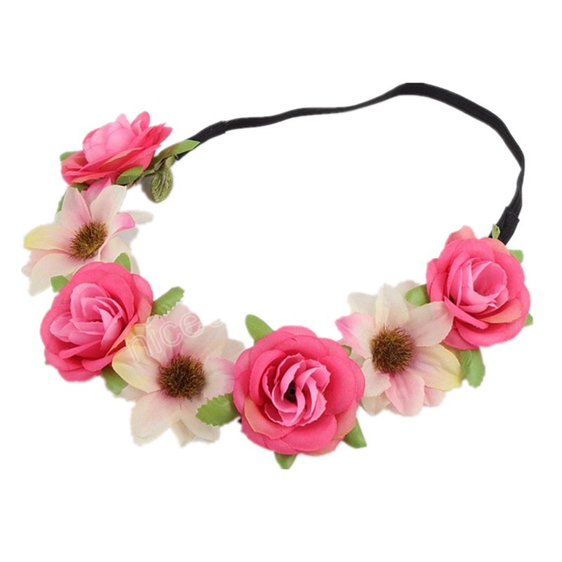 2023 New Floral Crown Fashion Flower Headband Crown Hair Accessories Party Stylish Brid Floral Princess Wedding Girls Head Band