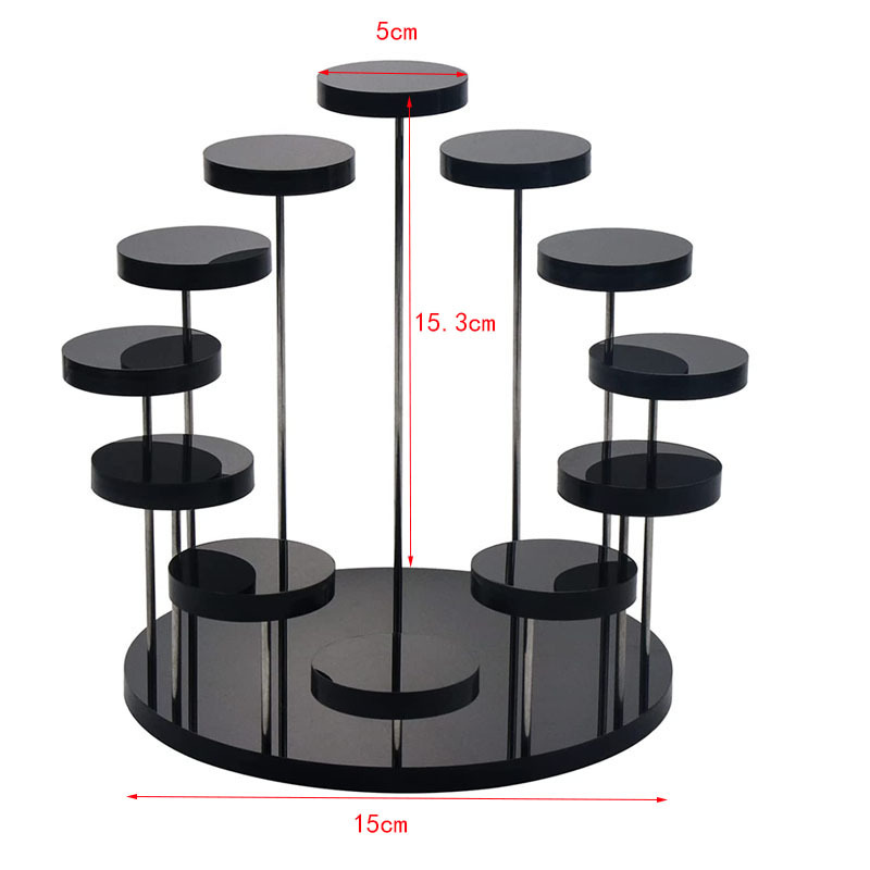 Svart vit akrylring smycken display stativ 12 lager runda smycken stativ enkel smycken rack kaka dessert display stativ grossist