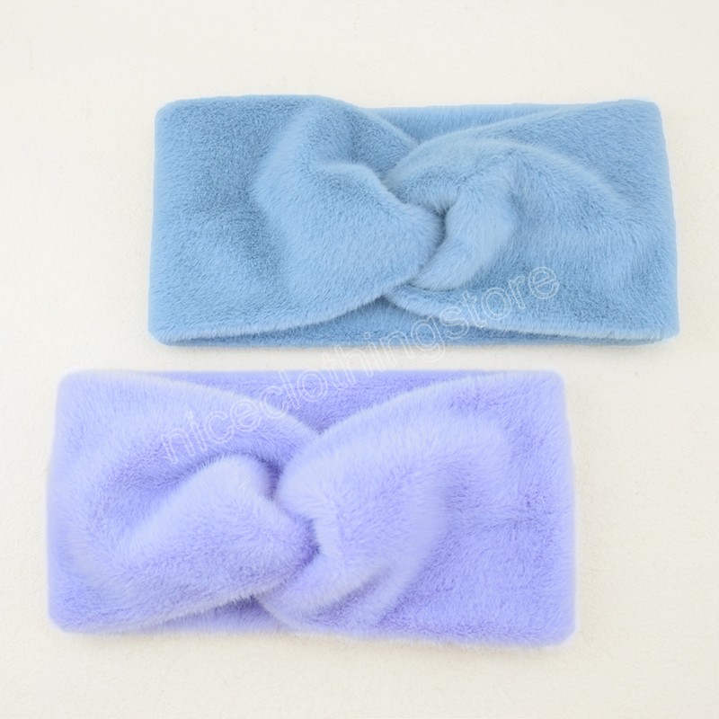 Inverno quente de pelúcia larga headbands para mulheres pele macia hairbands maquiagem turbante cruz de malha elástica faixas de cabelo acessórios para o cabelo