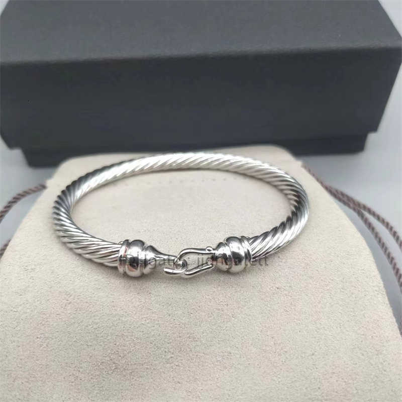 Silver Ed Cuff Bangle Fashion Men Bracelets Charm Bracelet Hook 5mm Wire Woman Designer Cable Mens Jewelry Simply J229G