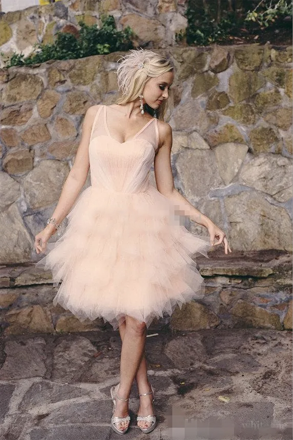 Blush Tulle Party Dresses v Cap Cap Sleeves Lace Lace Up Summer HomeComing Dresses with Pearls 2023 Cocktail Trequate