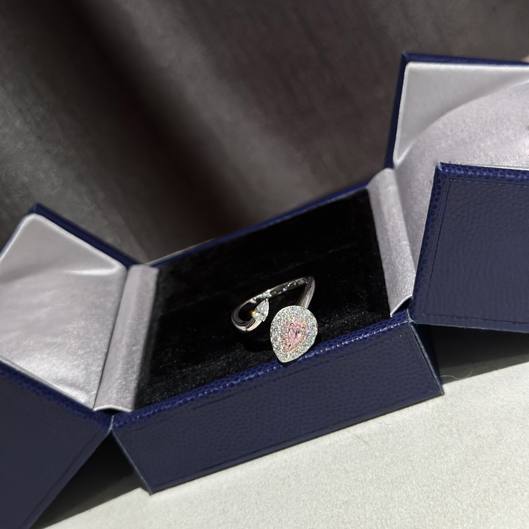 Ringdesign für Damen, Ring aus Sterlingsilber, Pudertropfenöffnung, verstellbarer, fein abgestimmter Diamantring