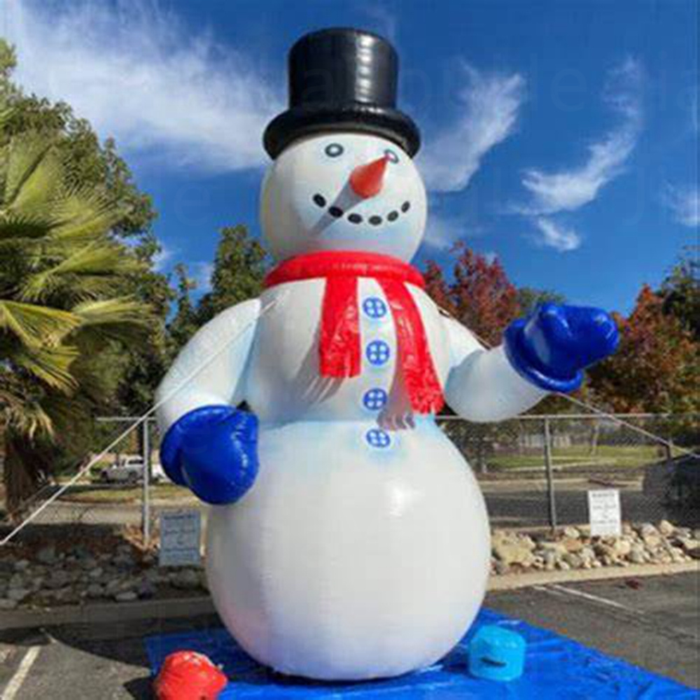 Рождественские мероприятия надувной рождественский снеговик Украшение снеговика лежащего стоя Декор воздушный шар зимний персонаж лежащий в красной шапке