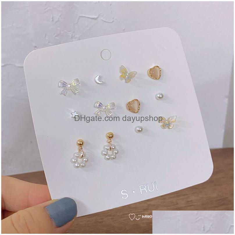 Stud S925 délicat élégant papillon boucles d'oreilles ensembles simple mignon coréen petite boucle d'oreille pour femmes filles fête bijoux cadeaux 221119 Drop De Dhemu