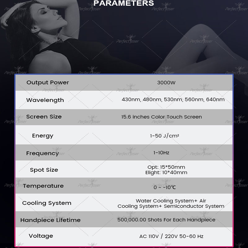 OPT 4 in 1 Opt Laser RF Ipl Macchina il ringiovanimento della pelle Elight Laser Depilazione pulsata intensa indolore Dispositivo lo sbiancamento permanente della pelle del laser IPL