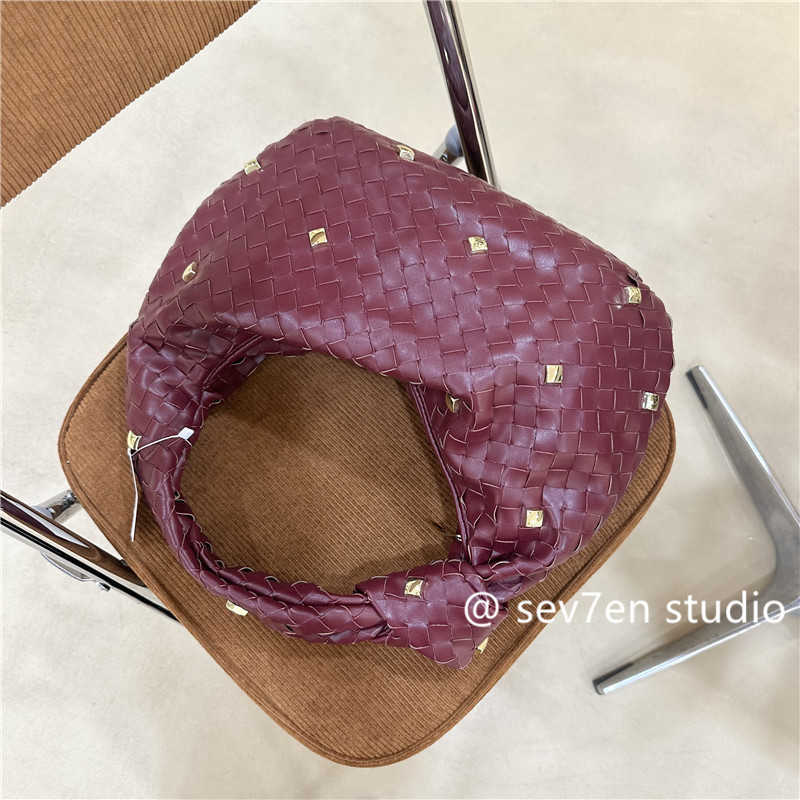 ABV Designer Totebag Mini Jodei Candy Metal Rivet Woven Cowhorn Bag Underarm Bag Handbag Banket Bag High-End Feeling Bag for Women