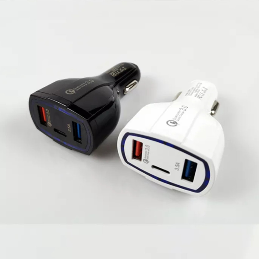 Type c PD Car Charger 3 in 1 Usb Ports Fast Quick Charging Auto Power Adapter 35W 7A Car Chargers For ipad iphone 7 8 12 13 14 Pro Samsung s7 s8 Android Phone