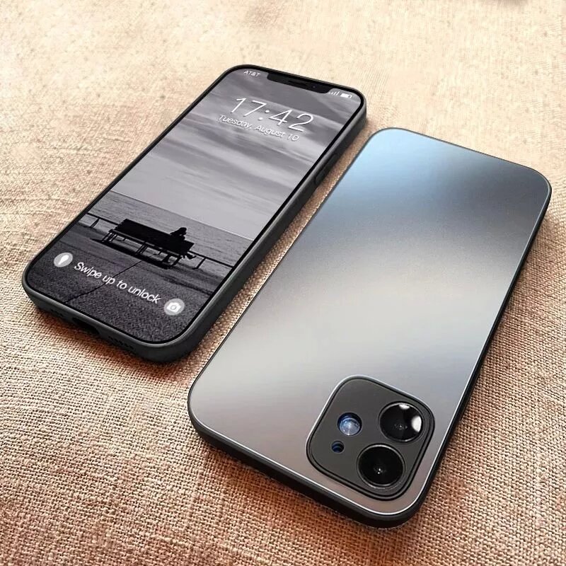 Coque de luxe originale en verre trempé mat, étui arrière en Silicone TPU souple pour iPhone 13 14 15 11 Pro Max 12 Mini X XR XS Max 8 7 Plus