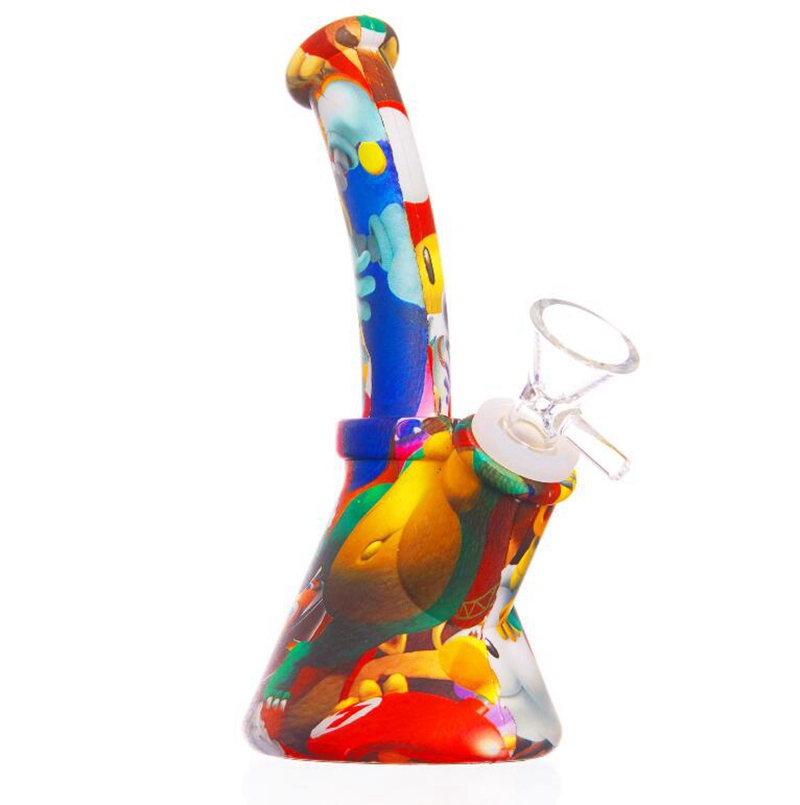 Último colorido innovador kit de pipas de silicona Bong Pipa de agua Filtro de vidrio Mango Embudo Tazón Hierba Tabaco Titular de cigarrillos Portátil Fumar Bubbler Handpipes