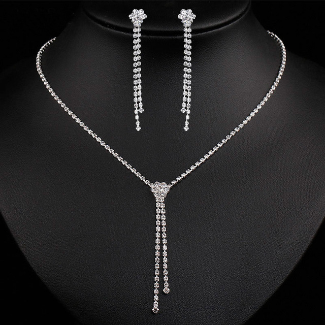 Mode bruidsmeisje bruids sieradensets voor vrouwen Rhinestone Crystal ketting oorbellen sets prom bruiloft sieraden sets