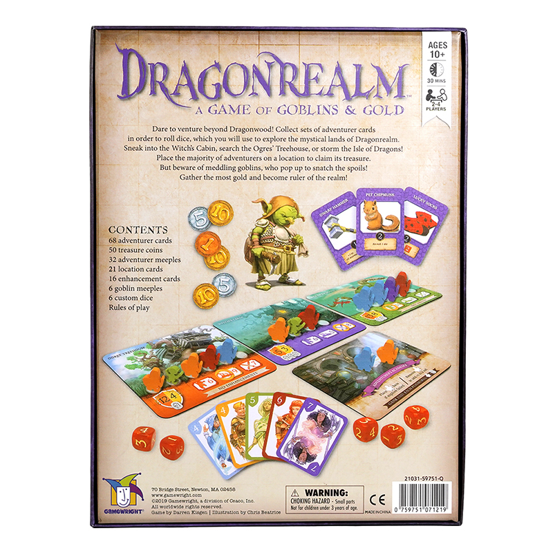 Wholesales Gamewright Dragonrealm Board Game Strategy Card and Dice Game of Goblins and Gold