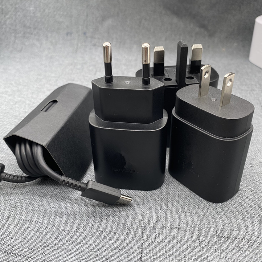 جودة OEM الأصلية 25W USB C PD Wall Charger Adapters مع Cable C To C Cable لـ Samsung Super Excling Adapter Fast Charging مع عبوات البيع بالتجزئة