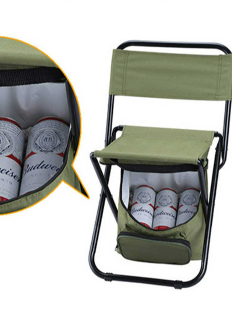 Camp Furniture Multifunctional Folding Chair Outdoor Camping Portable Backrest Ice Pack Chair Barbecue Heat Preservation Bag Fishing Stools HKD230909