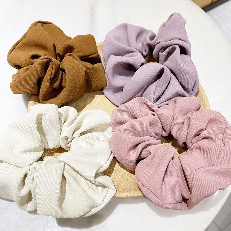 New Korean Cloth FabricScrunchie Elastic Hair Bands Solid Color Fashion Headband Ponytail Holder Hair Ties Hair Accessoires INS