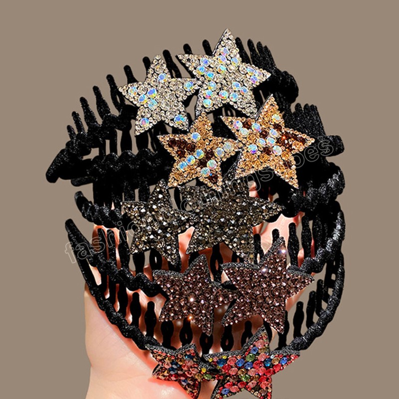Fasce capelli con stelle di strass glitter coreani Fasce con paillettes lucide le donne Ragazze Moda coreana Anti Sli Accessori capelli Y2K