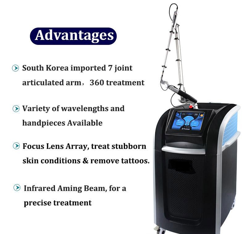 High quality Picolaser 532nm 755 nm 1064nm Picosecond Nd Yag Laser Removal picow Tattoo Remove pigment removal skin whiten freackles removal beuty Machine