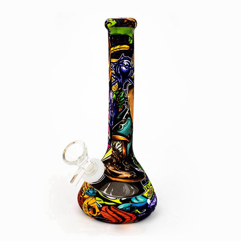 Colorful Camouflage Silicone Bong Pipes Kit Hookah Waterpipe Bubbler Glass Filter Handle Bowl Portable Herb Tobacco Cigarette Holder Smoking Beaker Handpipes DHL