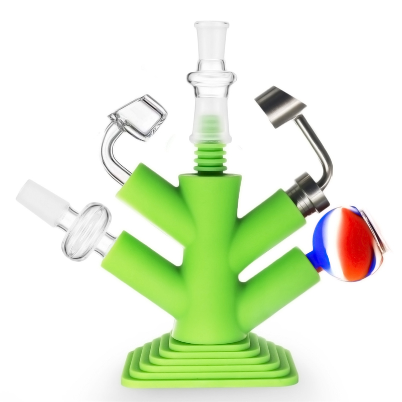 Novo Estilo Fumar Silicone Tree Fork Estilo Adaptadores Femininos Portátil Removível Inovador Bangers 14MM 18MM Tigela Bong Waterpipe Bubbler Pipes Plug Base de Exibição