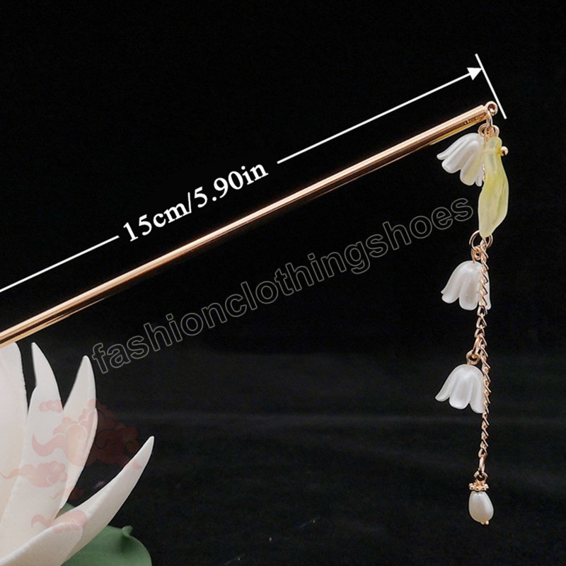 Vintage Tassel Hair Stick Chopsticks For Women Chinese Hanfu Hair Accessories franse Pearl Floral Hairpin Forks Metal Smycken