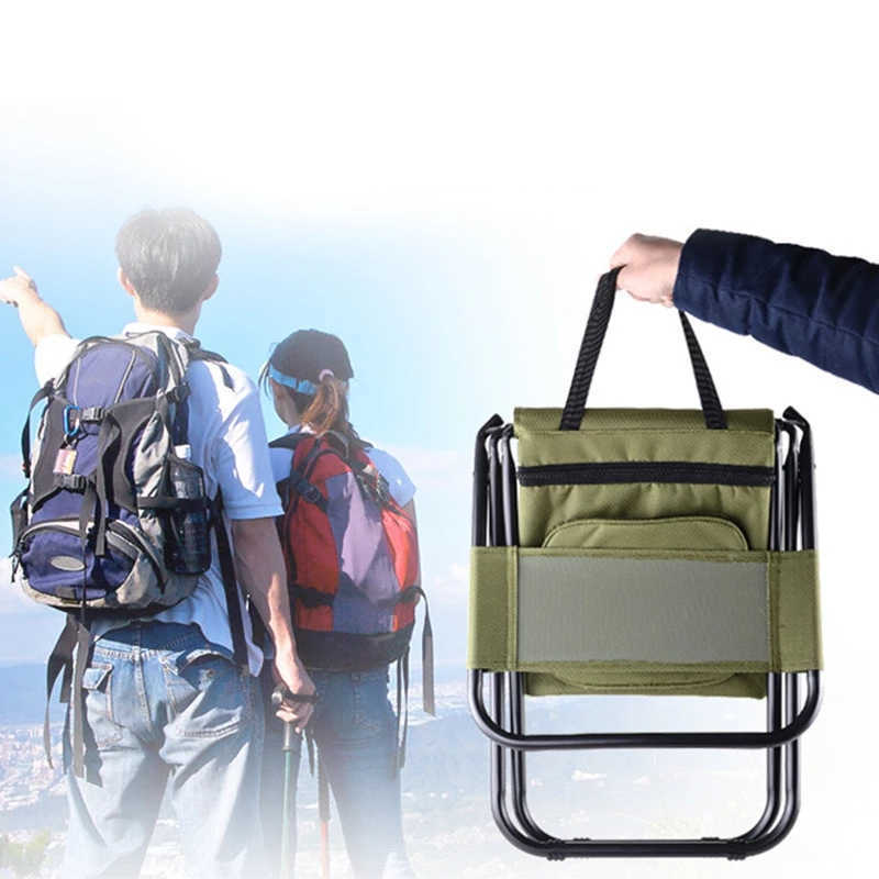 Camp Furniture Multifunctional Folding Chair Outdoor Camping Portable Backrest Ice Pack Chair Barbecue Heat Preservation Bag Fishing Stools HKD230909