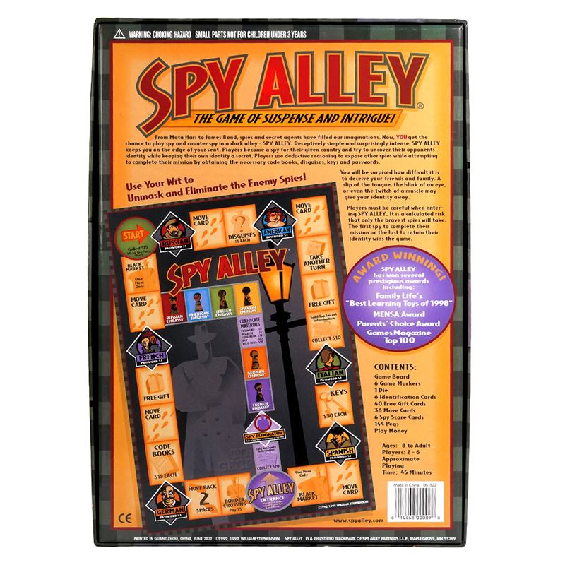 Оптовые продажи Настольная игра Spy Alley Отмеченная наградой Mensa семейная стратегическая игра Классическая семейная настольная игра для взрослых и детей