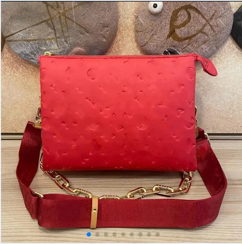 10A أكياس Coussin عالية الجودة مصممة نسائية المحافظ أكياس الكتف Crossbody حقائب اليد مربعة حقيبة جلدية حقيقية اثنين