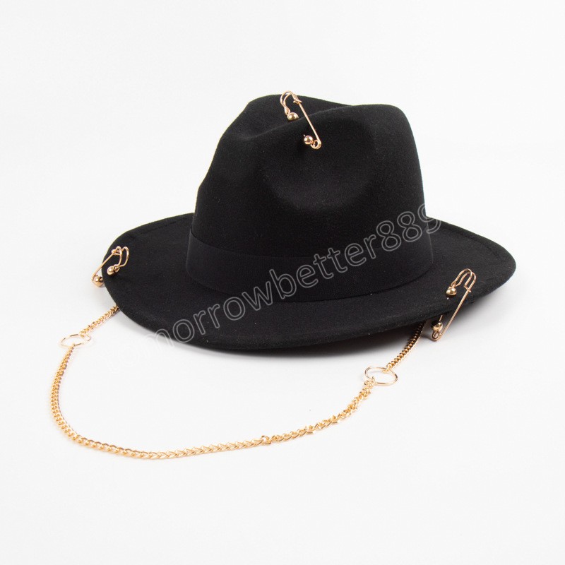 Chapeaux Fedora rétro pour femmes et hommes, épingles de design à la mode, chapeaux de Jazz en feutre, automne hiver, casquette formelle de mariage élégante