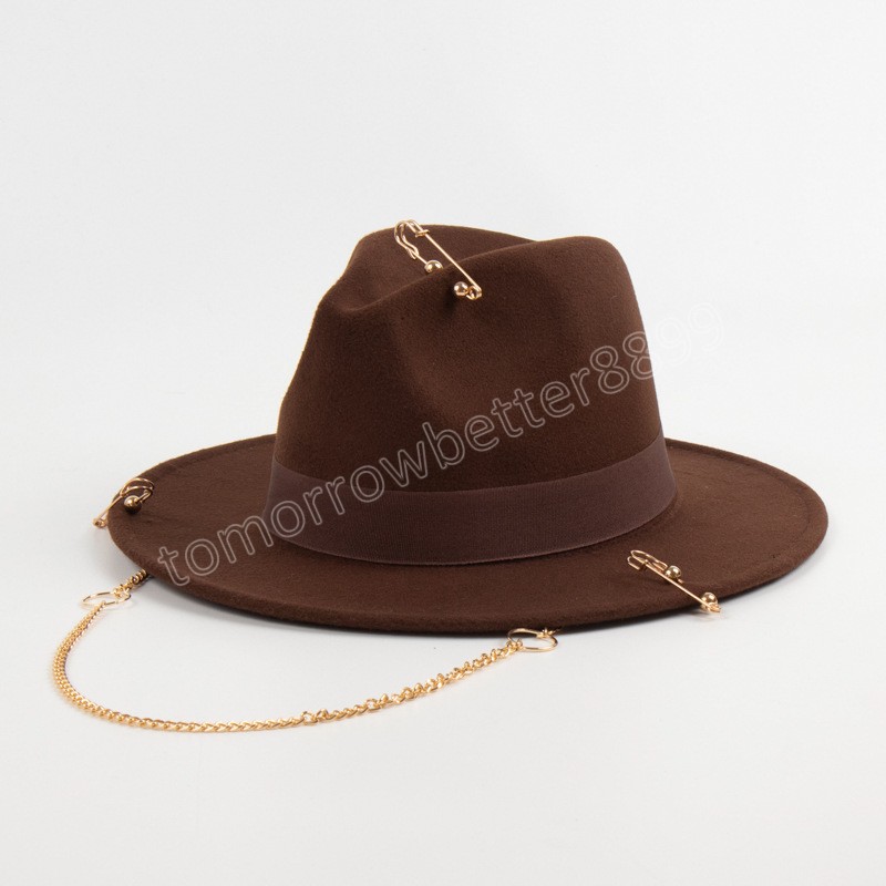 Chapeaux Fedora rétro pour femmes et hommes, épingles de design à la mode, chapeaux de Jazz en feutre, automne hiver, casquette formelle de mariage élégante