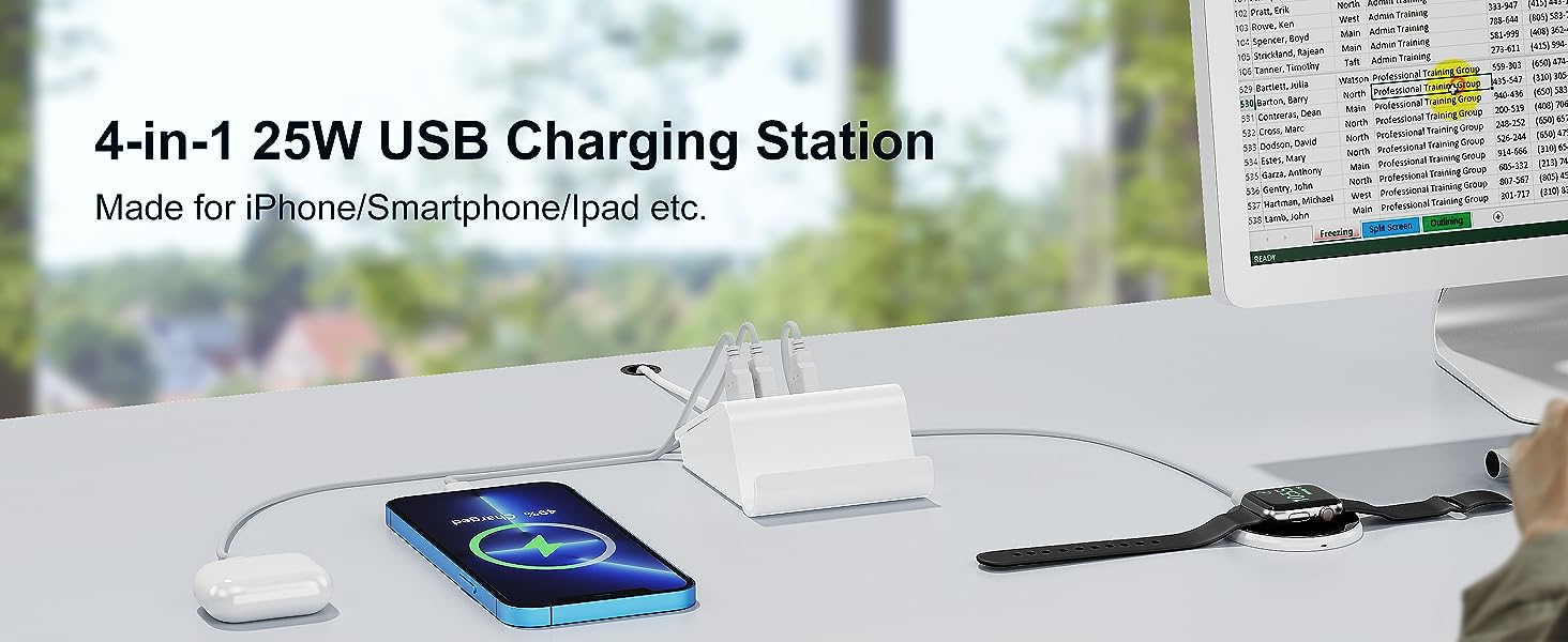 4 Port Multi USB Charging Station 25W for Multiple Devices,for smart phone ,tablets cumputer