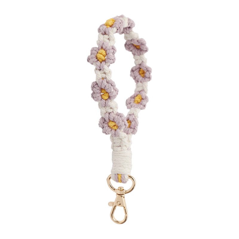 Bracelets en tricot de fleurs de marguerite, porte-clés pendentif de voiture fait à la main, porte-clés pour clés de voiture, accessoires pendentif floraux