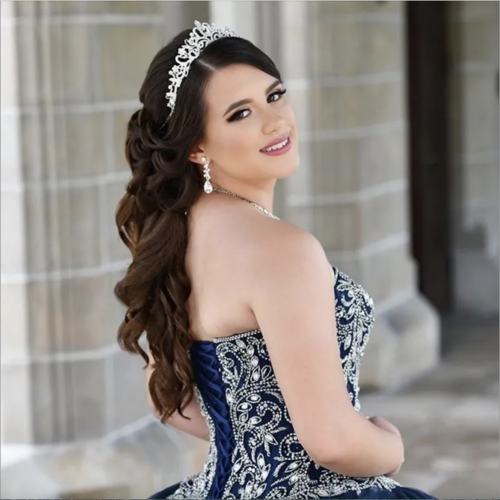 Marineblauw Quinceanera Jurken Sweetheart Kralen Crystal Ruches Rok Prom Dress robe de soiree vestidos de 15 anos