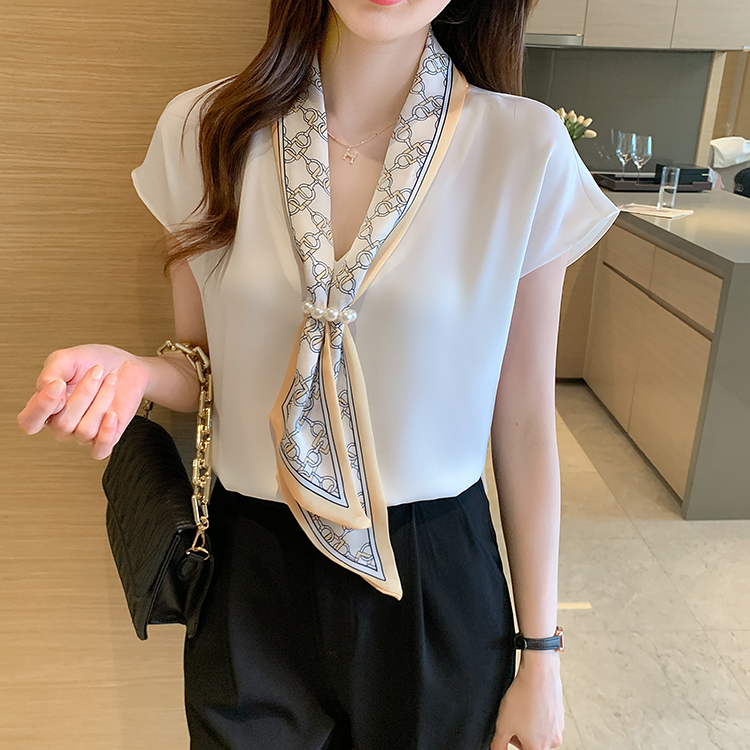 Women's Blouses Summer Blusas Simple Office Lady Chiffon Blouse Female Shirt Lace-Up Tops Casual Korean OL Style Loose Blouses Women 2024