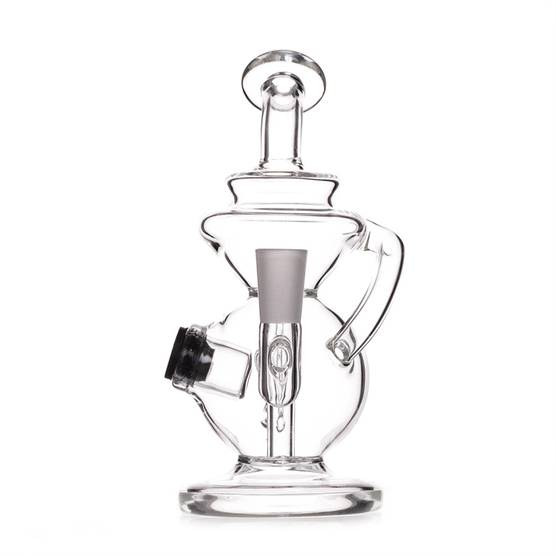 Premium Handmade Borosilicate Glass Recycler Glass Pipe add Pocket with Silicone cap Design Glass Water Pipe Hookah Ship with Glass Bowl