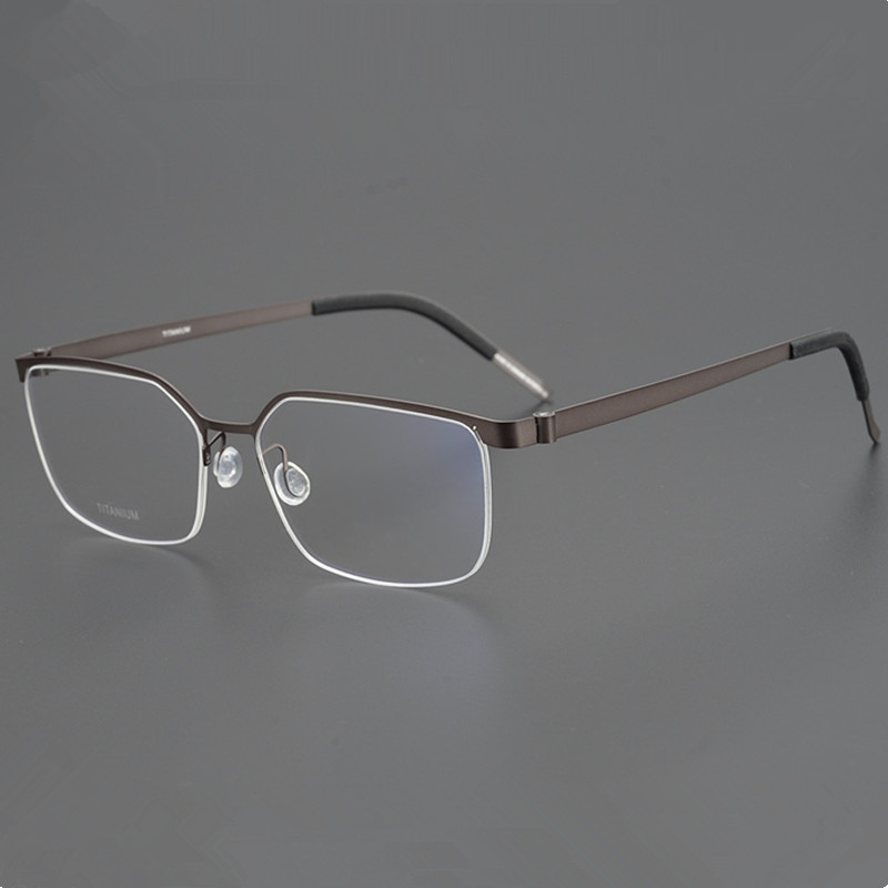 Новый дизайн, легкая оптическая титановая оправа, лаконичные деловые очки для девочек и мужчин, многоцветные очки в полуоправе без винтов, очки с нулевым давлением 56-16 для футляра по рецепту