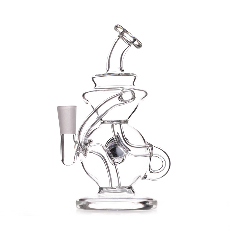 Premium Handmade Borosilicate Glass Recycler Glass Pipe add Pocket with Silicone cap Design Glass Water Pipe Hookah Ship with Glass Bowl
