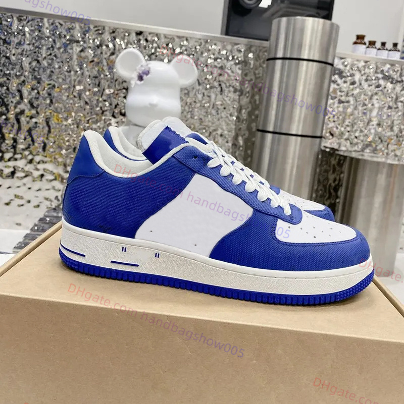 Dames Monogrammen Vrijetijdsschoenen Damier Azur Schoenen Sneakers Hardloopschoenen Forces Low 1 Trainers Print Leer Rubber Platformzool Zomervrije tijd Laag uitgesneden SNEAKERS