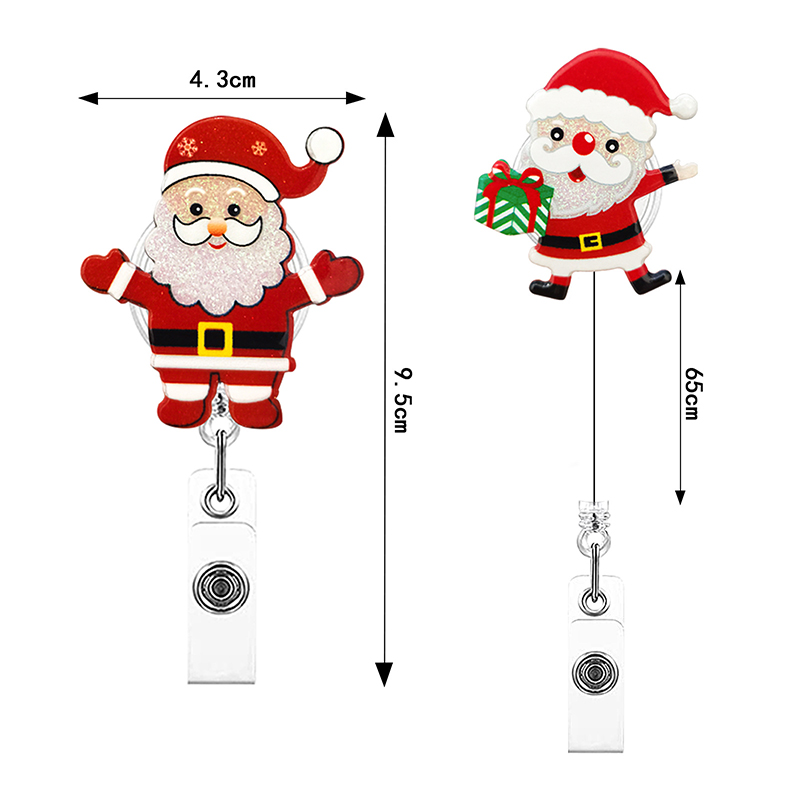 Decorazione natalizia Distintivo da infermiera Cartone animato Babbo Natale Fibbia telescopica girevole a 360 gradi scheda di lavoro